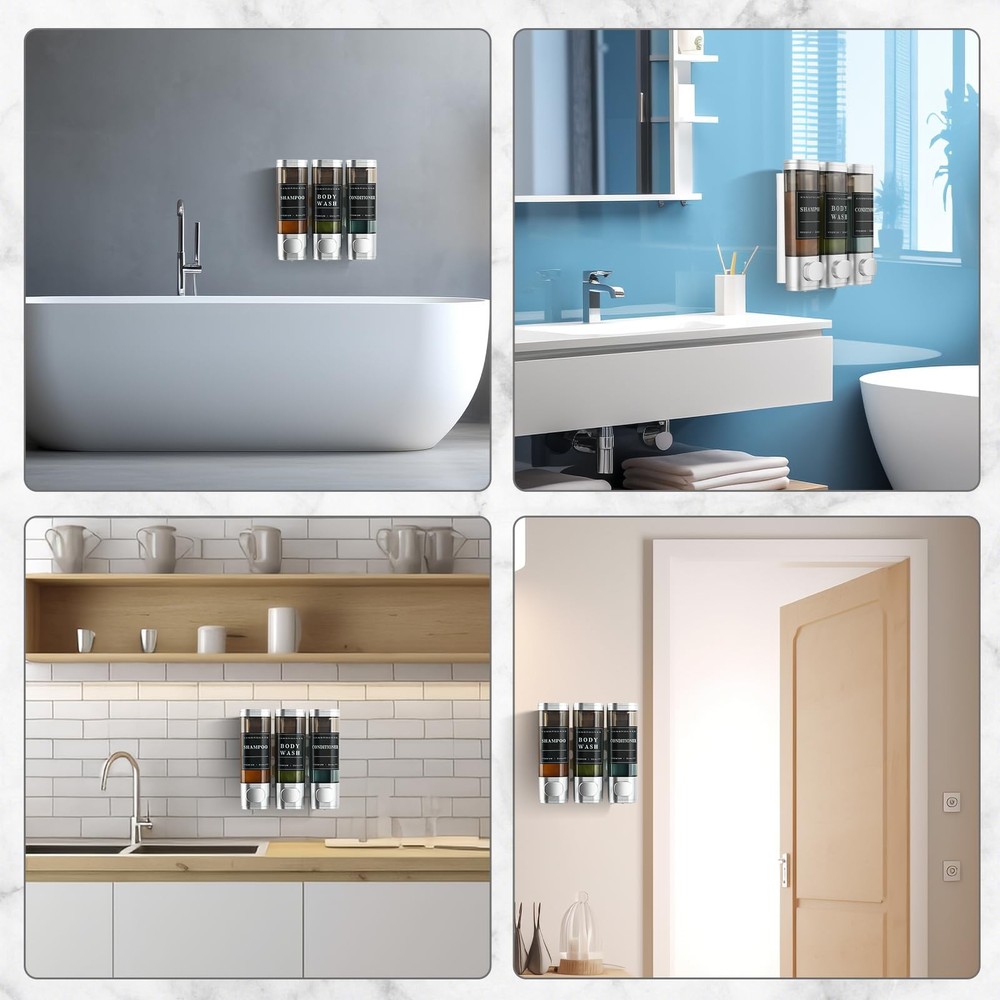 3 Chamber Wall Mounted Soap Dispenser Lockable High Capacity Durable ABS