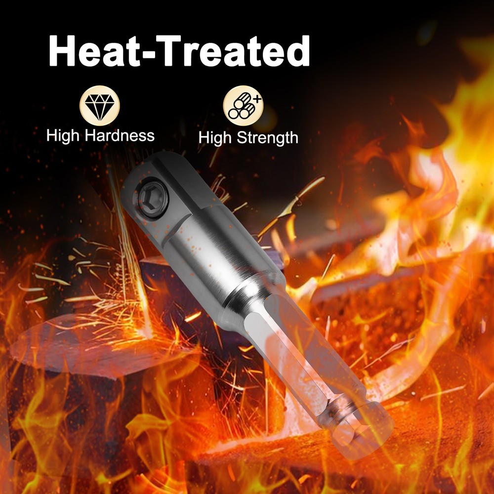 7/16 Hex to 1/2 Square Socket Adapter Drive Converter, Impact Driver Bit