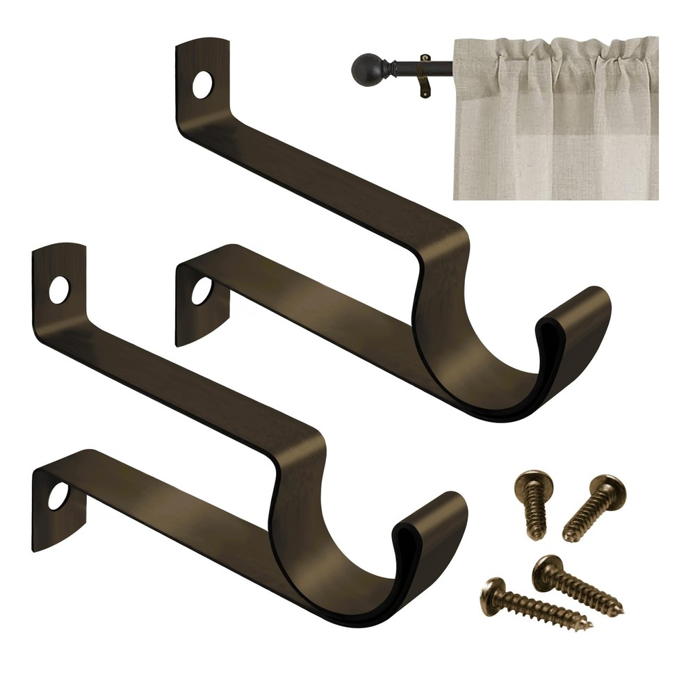 5/8" Cafe Rod Bracket with 1.9" Wall Clearance, Decorative, Includes Mounting...