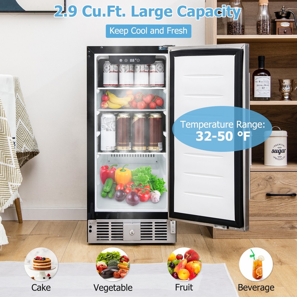 Under-counter Freestanding Fridge Compact Refrigerator w/ Adjustable Temperature