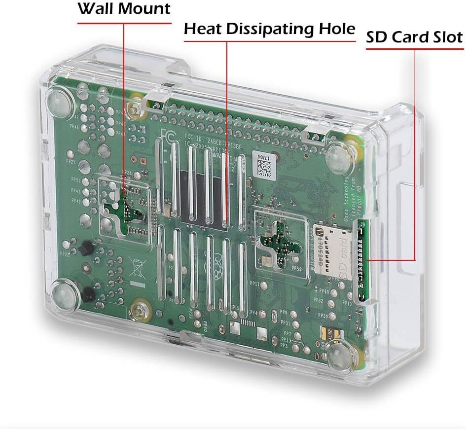 Caja Raspberry Pi 3 B+, Caja Raspberry Pi 3 Modelo B+ Transparente Con Ra