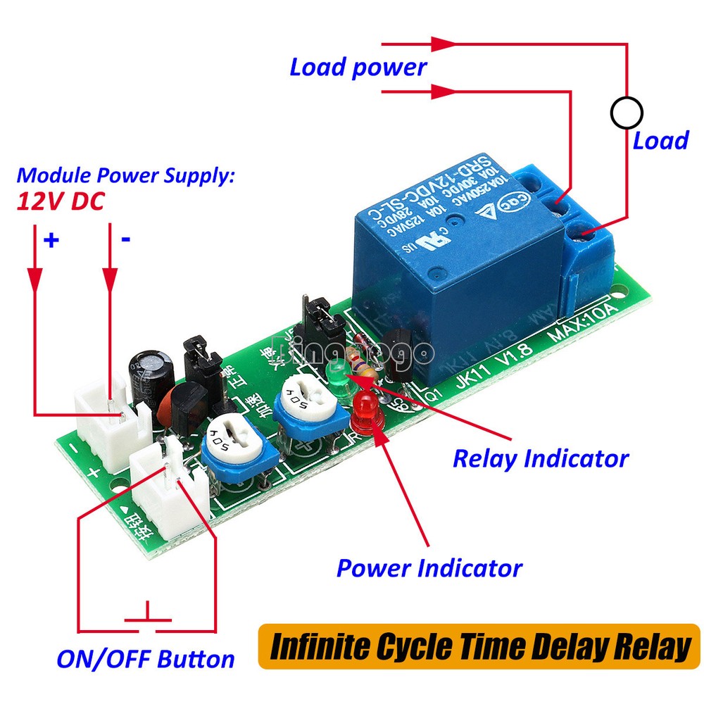 DC 5V 12V 24V Infinite Cycle Delay Timing Timer Relay ON OFF Switch Loop Module