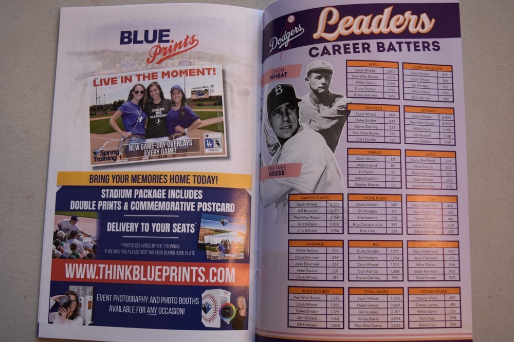 2023 Los Angeles Dodger Spring Training Program From Camelback Ranch