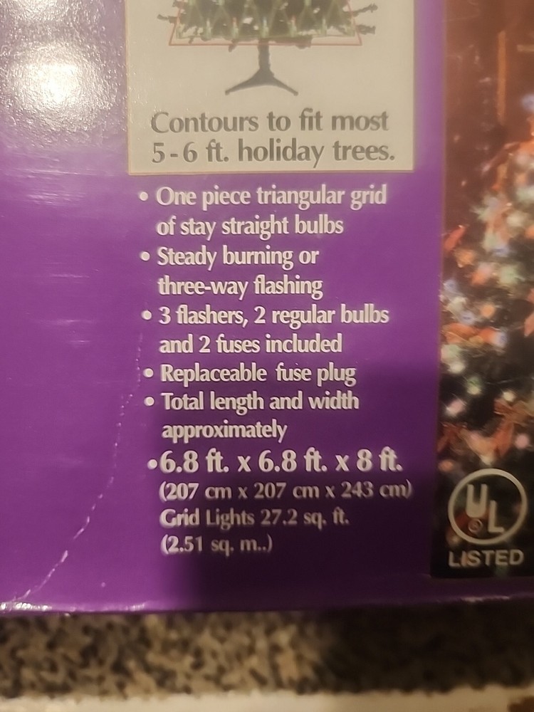 150 CHRISTMAS TREE SHAPE Grid Multi-Color Lights Fits 5-6ft Tree Open Box, Works