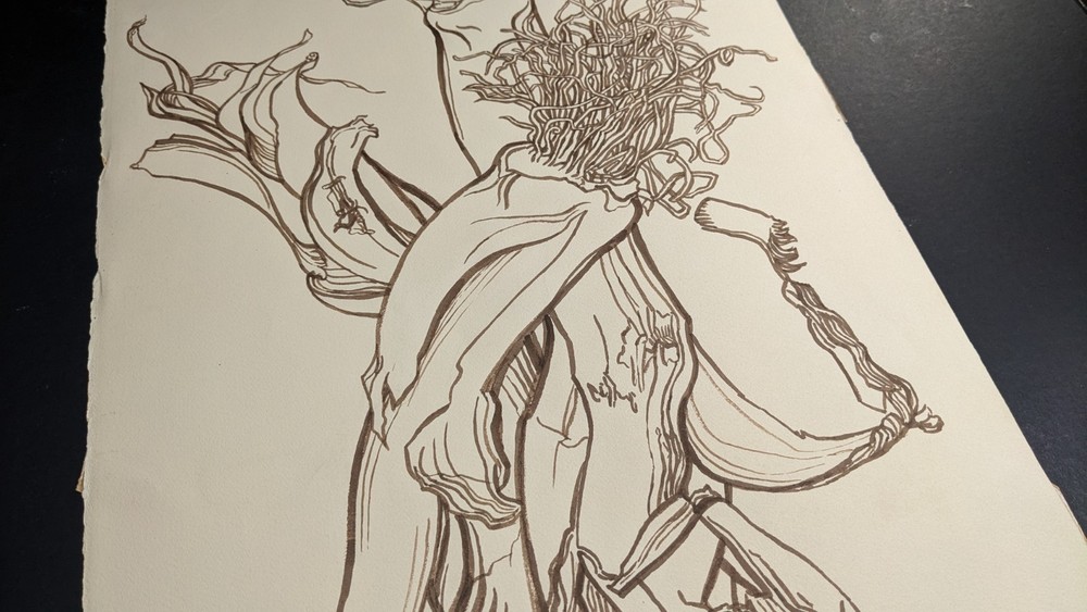 Fritz Kreidt, tree composition, drawing, unsigned