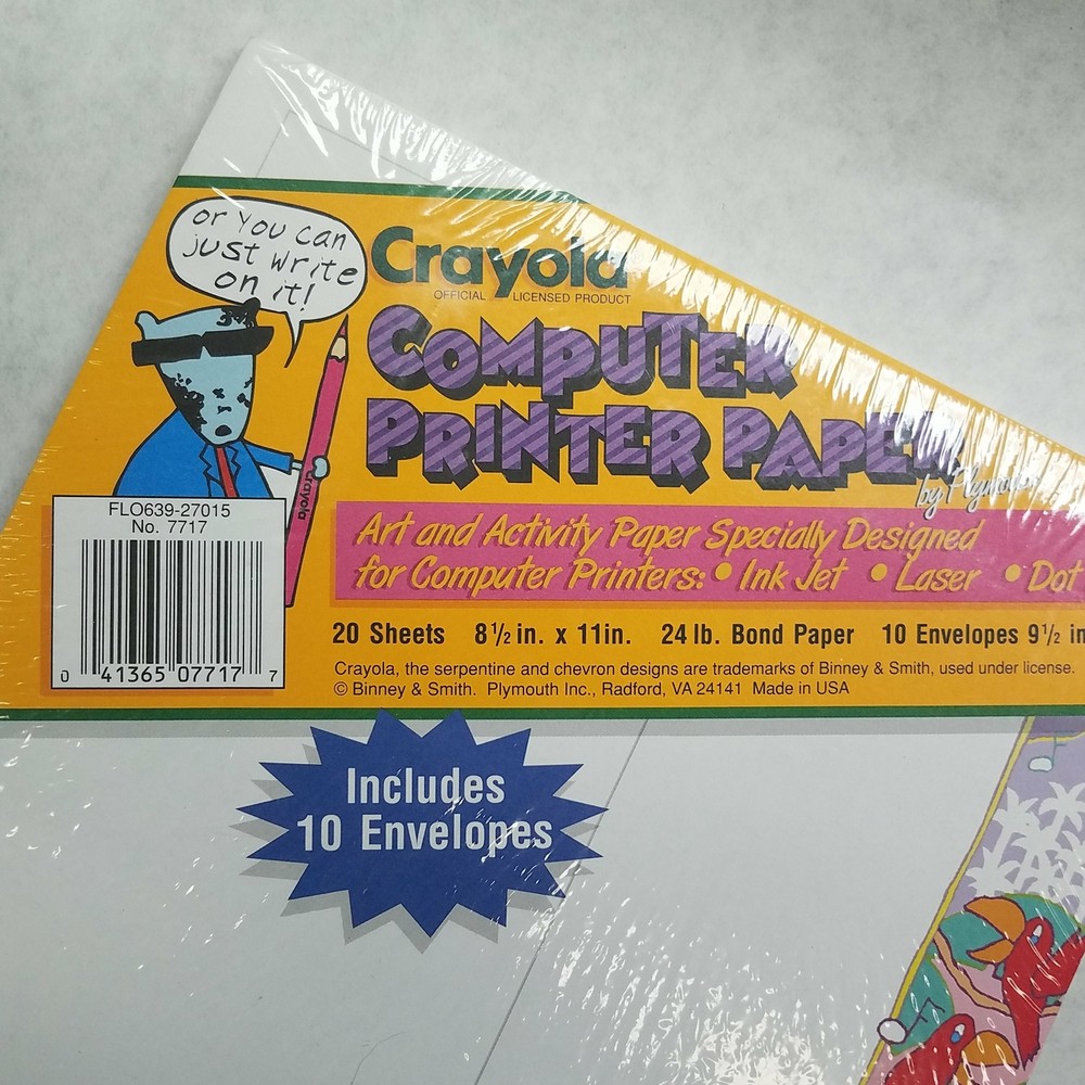 Crayola Computer Printer Paper 20 Sheets 8-1/2x11 Inches With 10 Envelopes