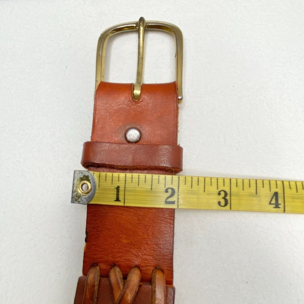 Leather Segmented Stitched Belt Unisex XL Gingerbread Brown