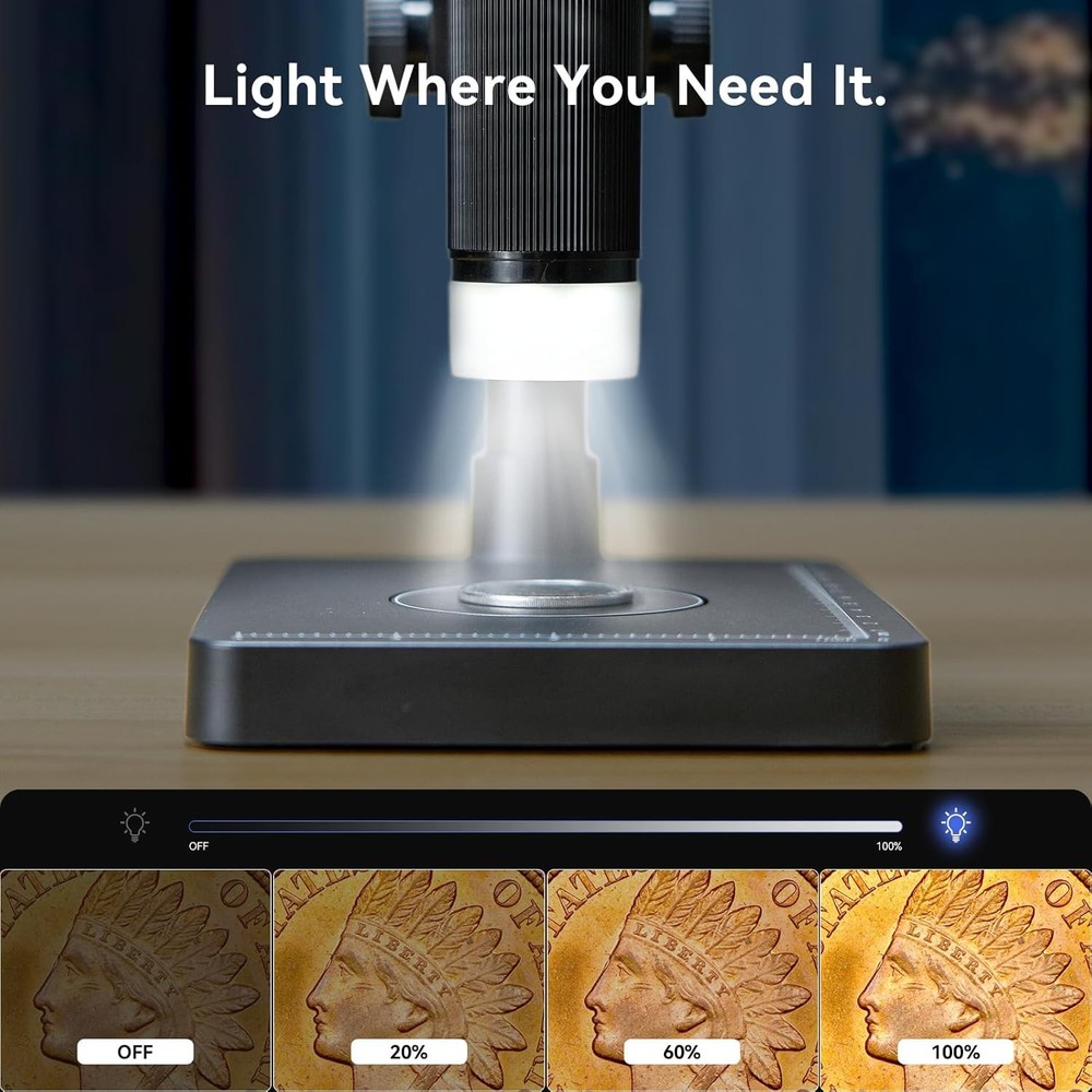 Coin Microscope with Scale：4.3" Digital Microscope, LED with Screen & Scale