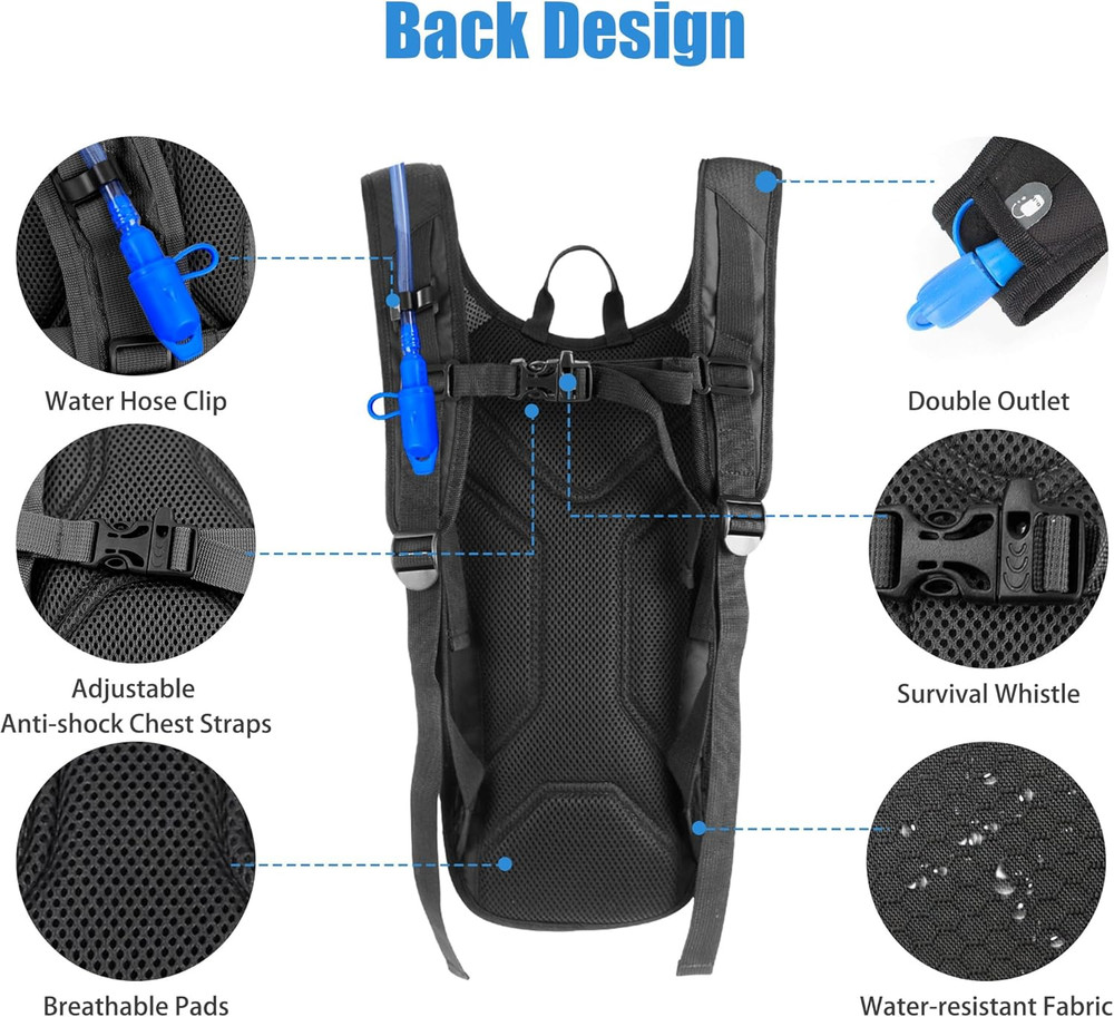 Hydration Backpack with 2L Hydration Bladder Water Backpack for Hiking Hydration