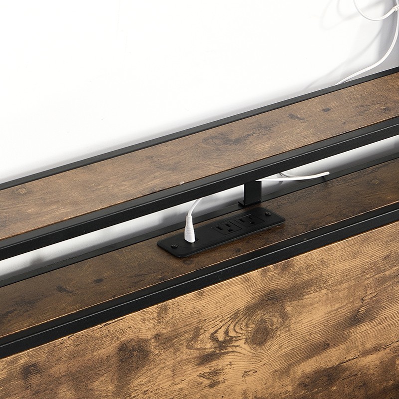 Full Size Bed Frame w/ Storage Headboard &Charging Station &LED Light