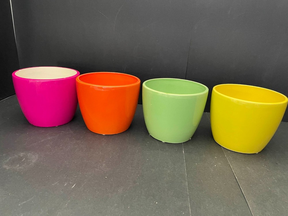 Assorted Neon Ceramic Planters (4)