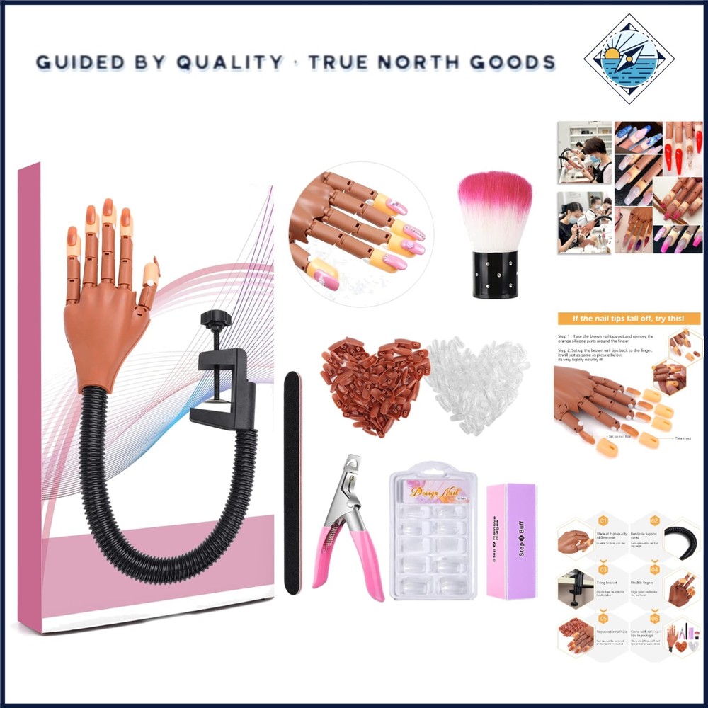 Acrylic Nail Practice Hand with Adjustable Positioning for Beginners Training