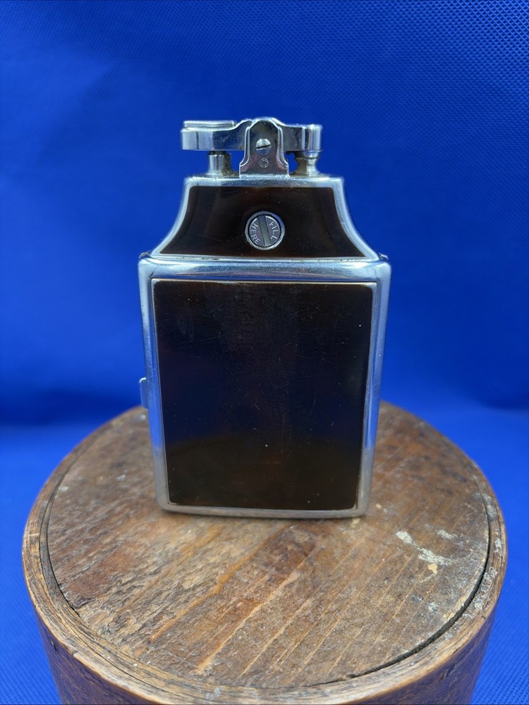 Vtg Ronson Mastercase Art Deco Cigarette Case Lighter Brown & Silver Untested