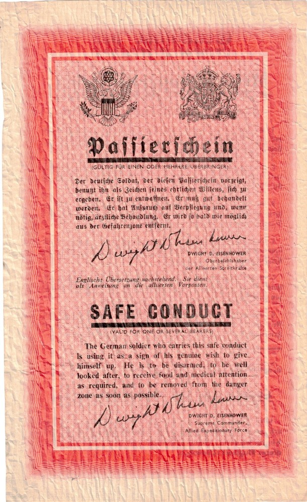 World War II "Eisenhower" safe conduct pass (522)