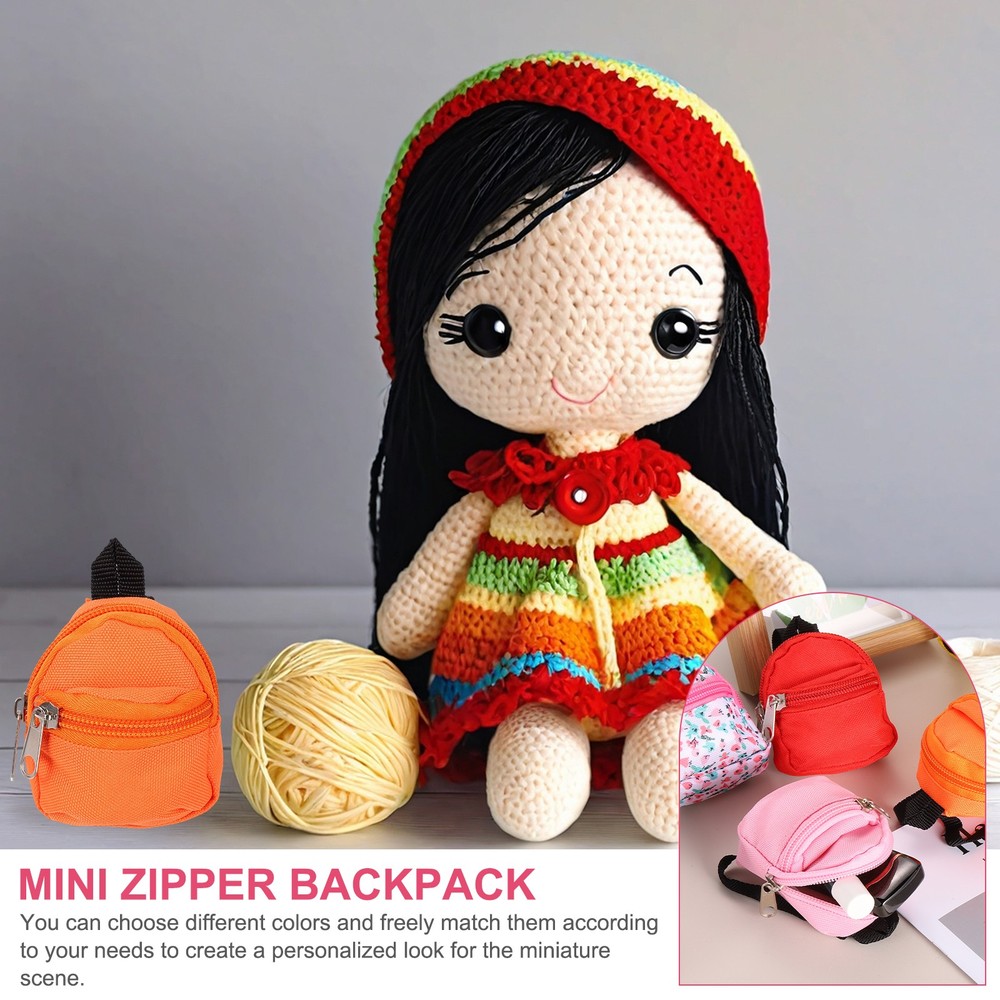 Mini Doll Zipper Backpack, Tiny Doll Backpack(Dark Blue)