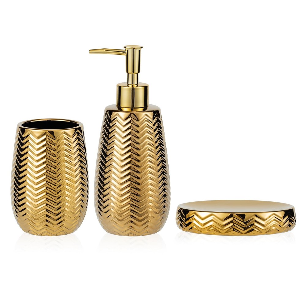 Gold Bathroom Accessories 3pcs Stylish Set