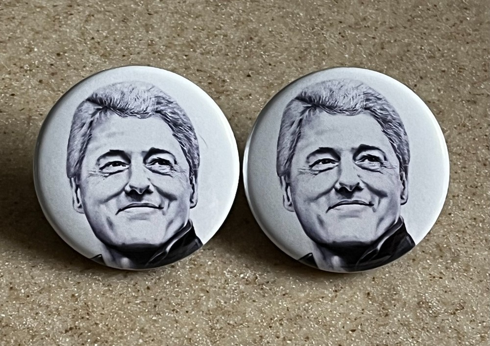 Bill Clinton Pin-Back Buttons, 2- Pack,  1 1/2 inch.