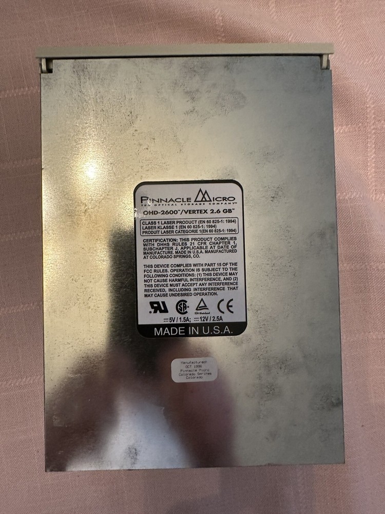 Pinnacle Micro Vertex 2.6 Gigabyte Optical Drive Pulled From Optical Jukebox.