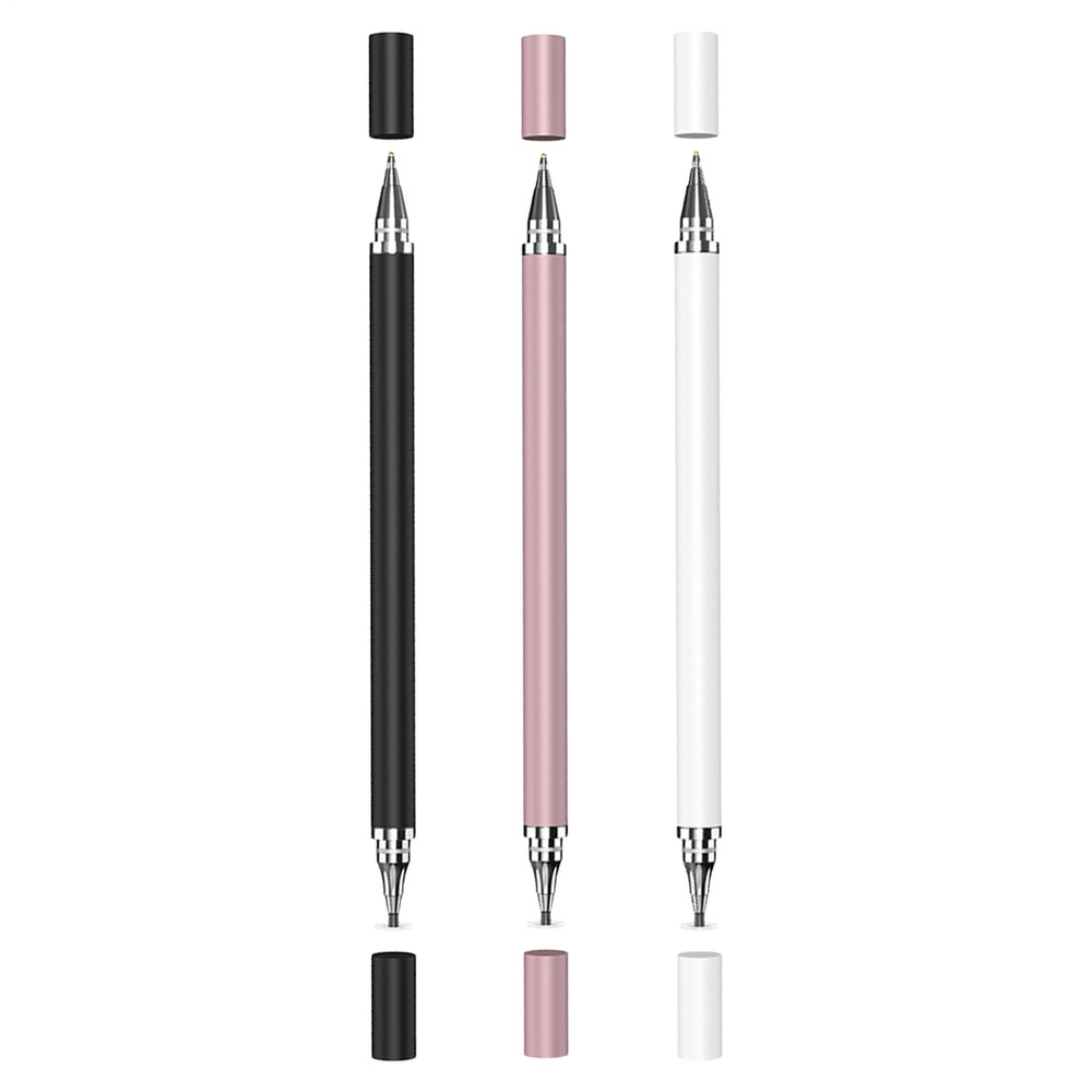 Double-ended Capacitive Touchscreen Pen Ballpoint Pen 2In1 Head Touch Tablet Pen