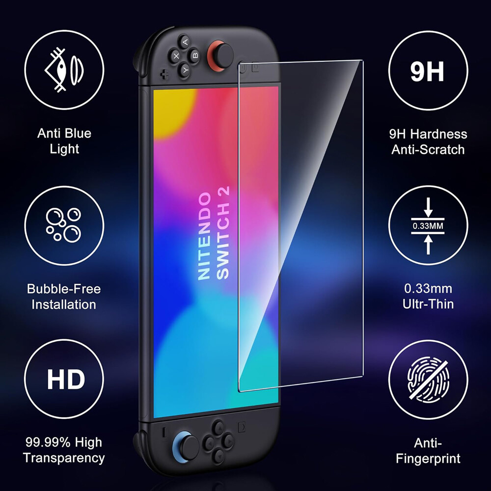 2 Pack Screen Protector For Nintendo Switch 2 HD Anti Blue Light Screen Cover