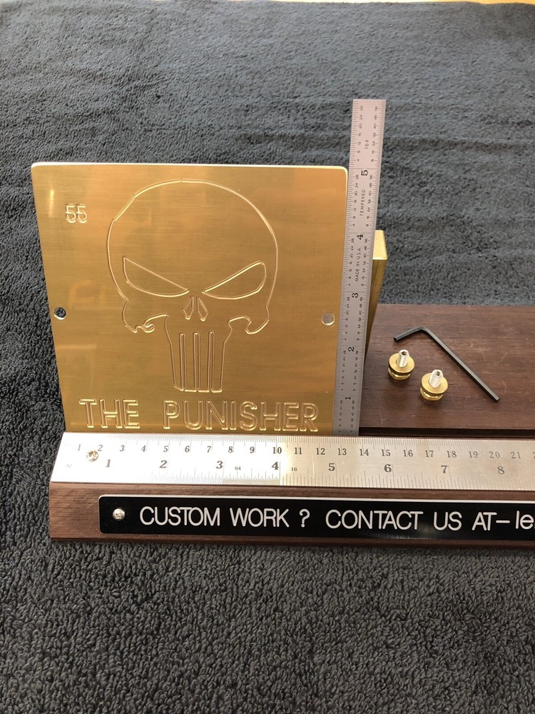 PUNISHER SOLID BRASS MASTER ENGRAVING PLATE FOR NEW HERMES FONT TRAY