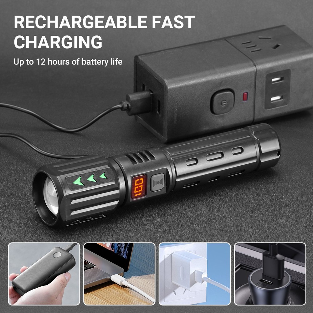 99000000Lumen Super Bright LED Flashlight Rechargeable Tactical Work Light Torch