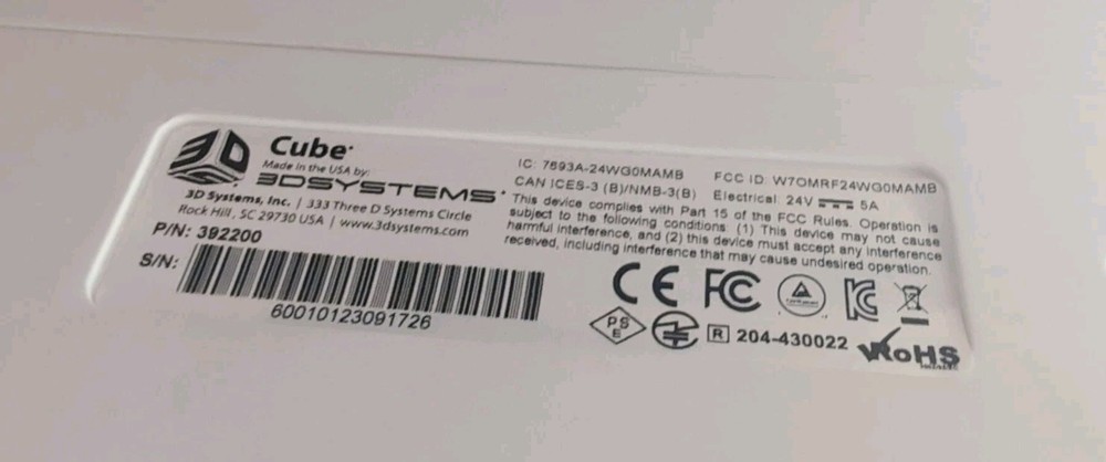 Cube 3D Printer Model 39220 White