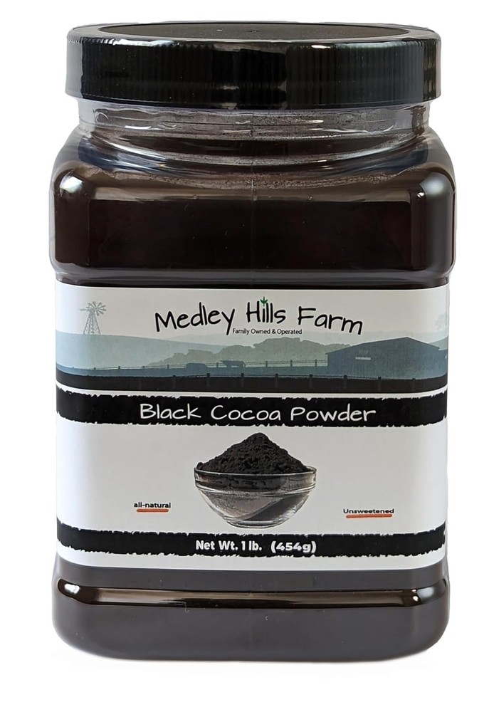 1 Lb Unsweetened Black Cocoa Powder in Reusable Container for Baking