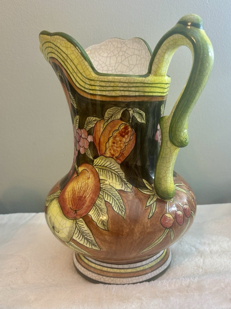 Fitz And Floyd Exoticals Venetian Fruit Pitcher. 12” Tall.