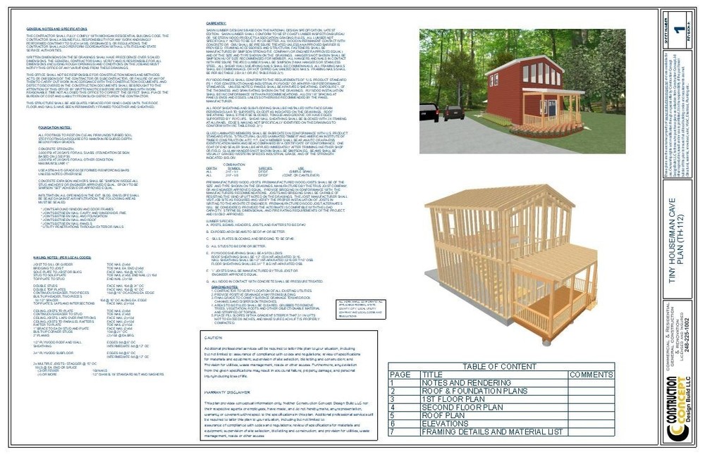 Tiny House Blueprints drawing two floor 778 SQFT