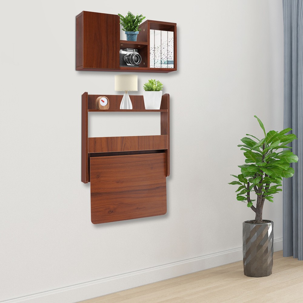 Wall Mounted Bookshelf Folding Space Saving Wall Mounted Table Fold Down Lapto