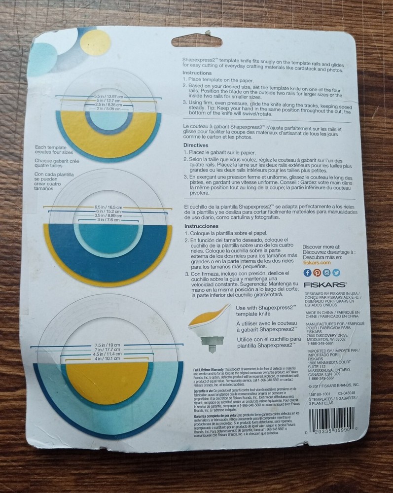 Fiskars Shape express Simply Create 3 Plastic Circle Templates