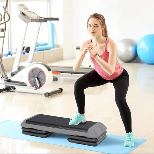 43 Inches Aerobic Step Platform Stepper Height Adjustable for Exercise Workout S
