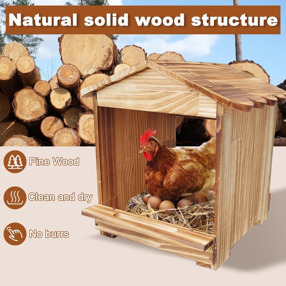 Nesting Boxes for Chickens, Small Chicken Coop, 3 Compartments Chicken Nestin...
