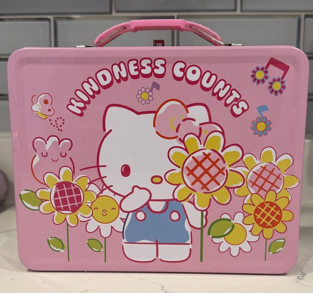 Hello Kitty Sanrio Metal Lunch Box Tin Storage Case Kindness Counts