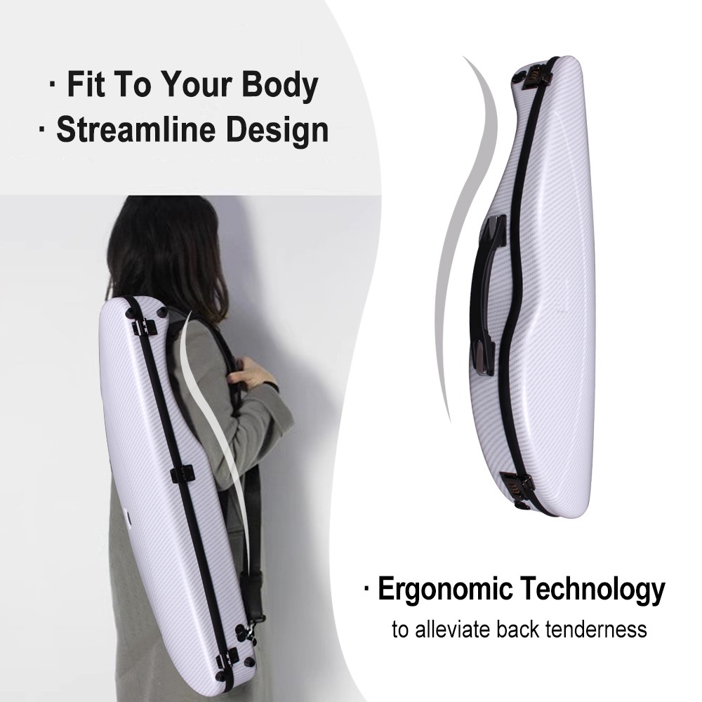 White Violin Case 4/4 full size Strong Light Carbon fiber hard shell Code lock