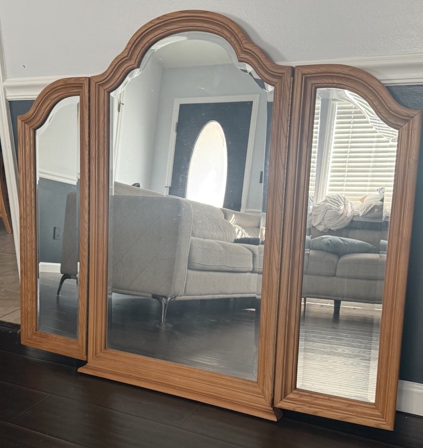 Antique Tri-Fold Vanity Mirror 48.5” x 41”