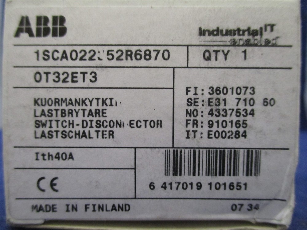 ABB OT32ET3 Disconnect Switch new