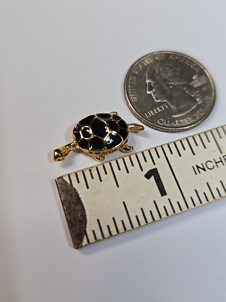 Turtle Lapel Pin Black & Gold Colors