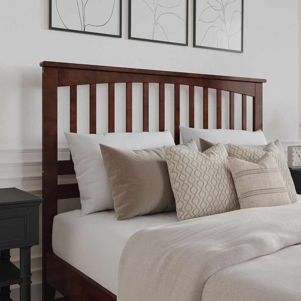 Elegant Walnut Mission Queen Solid Wood Headboard - Timeless Design