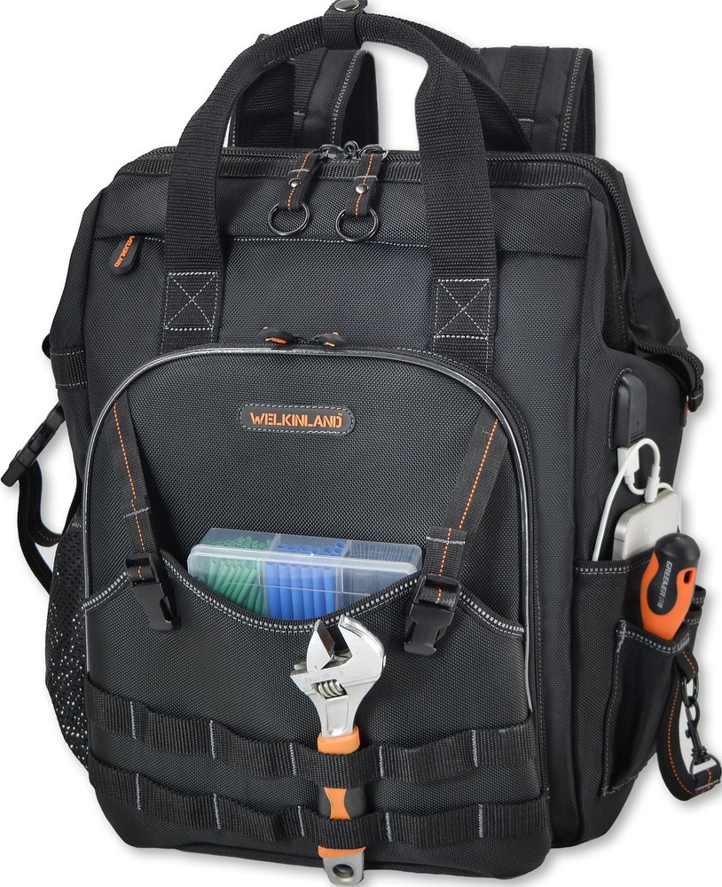 WELKINLAND 55-Pockets Tool backpack, Tool bag backpack, Backpack tool bag, To...