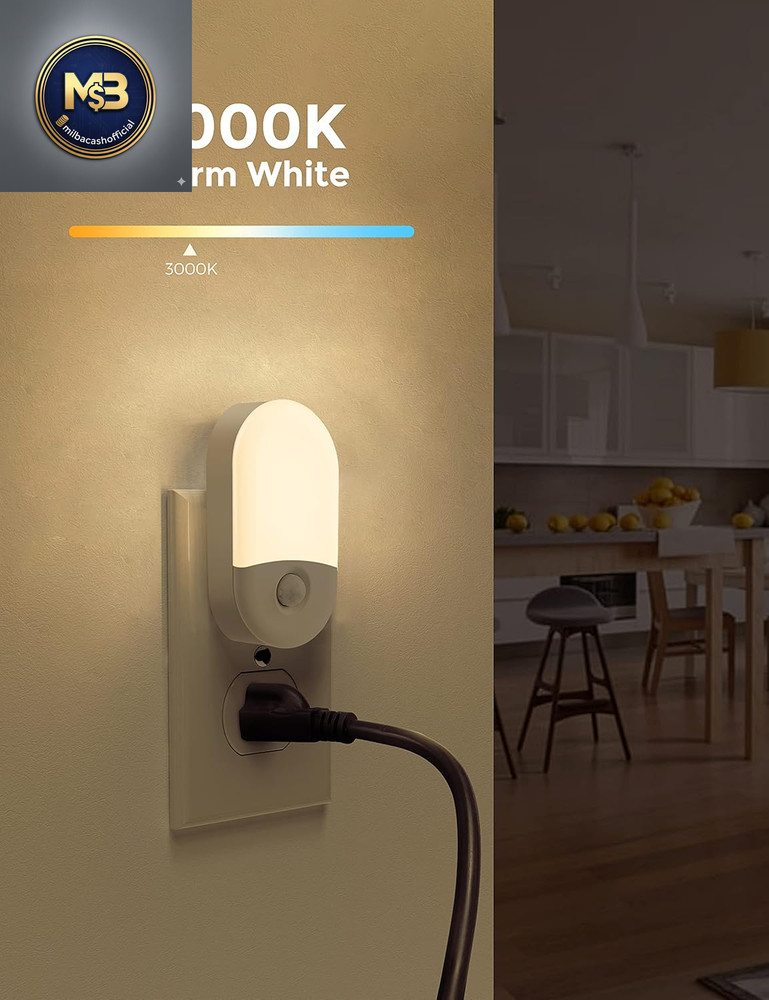 Motion Sensor Night Light, 2-Pack, Warm White, Adjustable Brightness