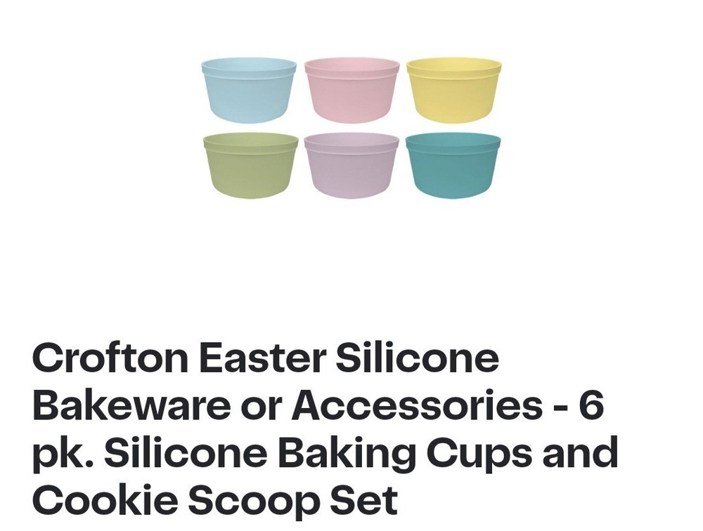 Crofton Silicone Bakeware Set Flower Cakelet Pan Baking Cups Tools 6pc