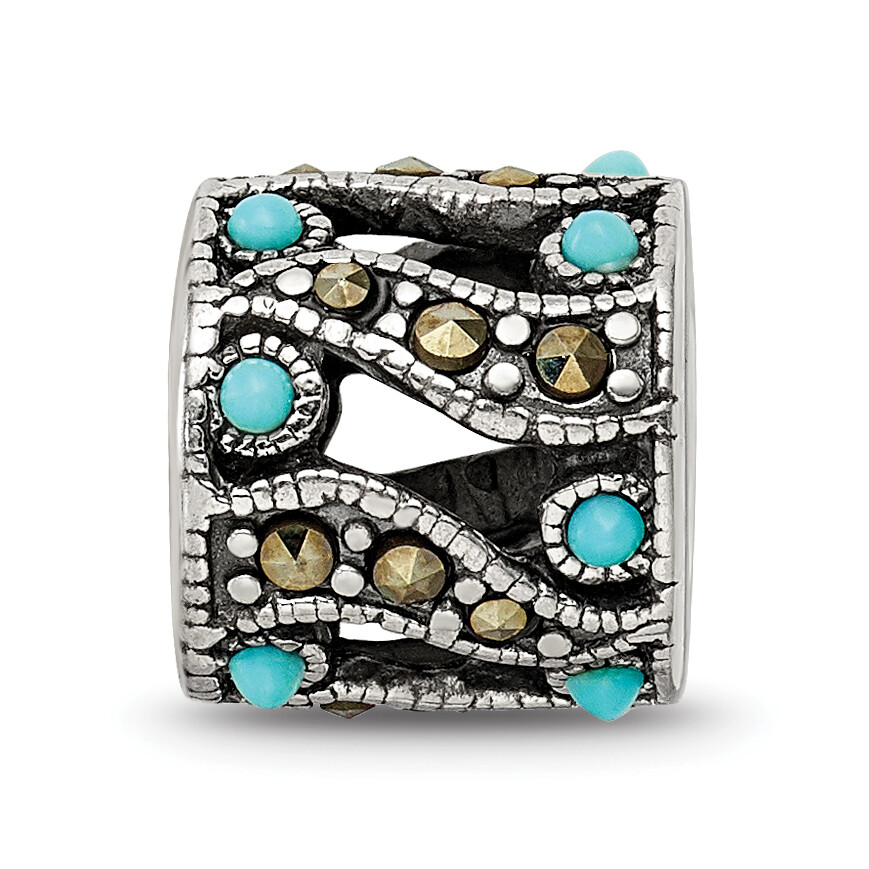 Silver Reflections Marcasite & Turquoise Bead QRS2664