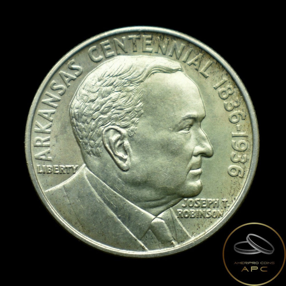 1936 Robinson Commemorative Silver Half Dollar Choice BU High Grade++ Luster+++