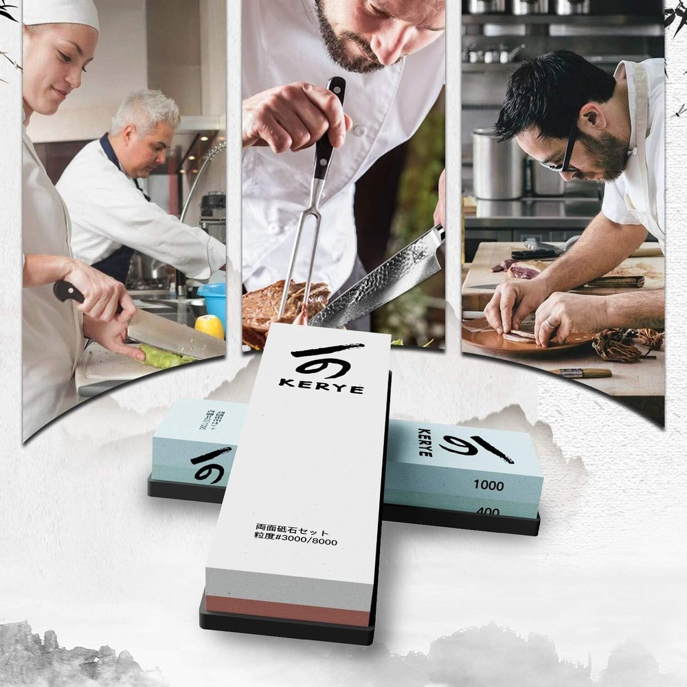 Razor Sharp Knife Sharpening Stone Set – Safe & Easy with Cut-Resistant Gloves