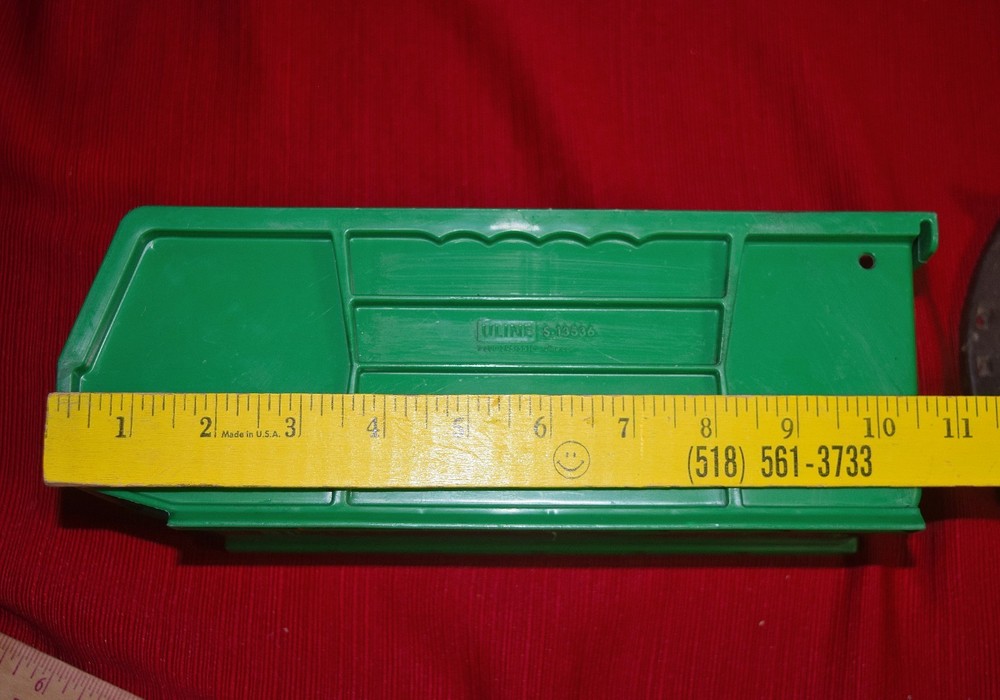 U-Line Green Plastic Stackable Container 11"x4"x4" S-13536 Nut Bolt Hardware Bin