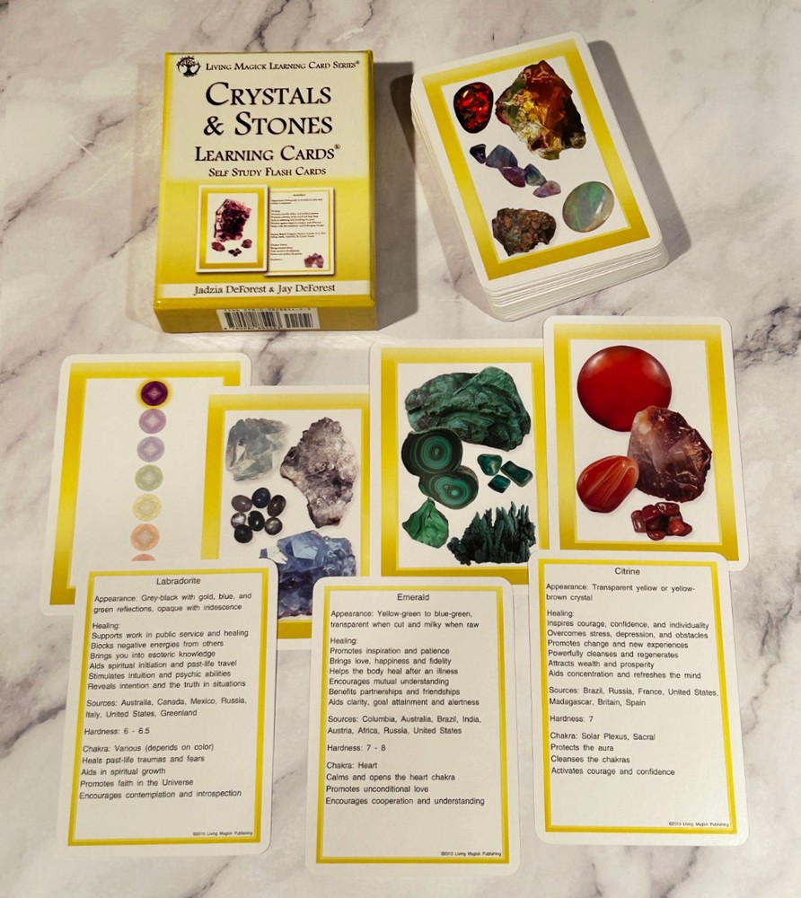 Crystals & Stones Learning Cards - Living Magick Learning Cards - Self Study