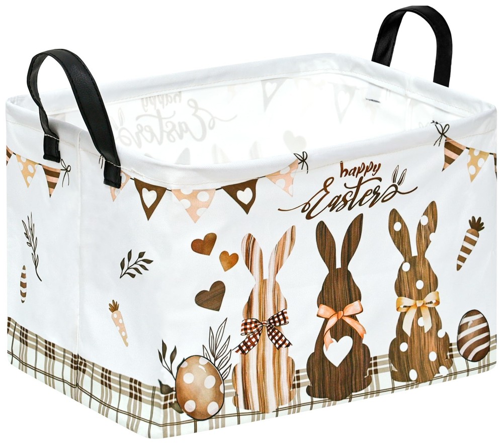 VAIVUSTO Easter Storage Basket Easter Bunny Storage Bin Collapsible Nursery H...