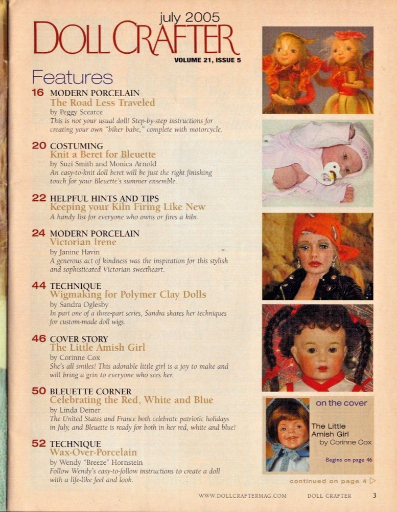 Doll Crafter Magazine July 2005 Pull Out Pattern Doll Costuming